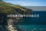 如何用黑料网今日功能总览