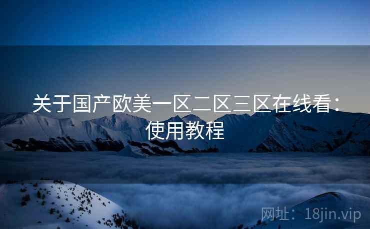 关于国产欧美一区二区三区在线看：使用教程